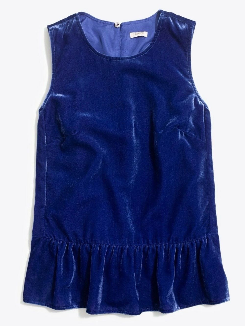 J. Crew Sleeveless Crushed Velvet Ruffle Hem Top in Deep Royal Blue 14 XL